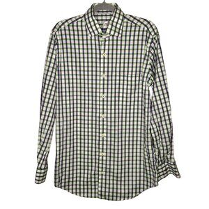 Peter Millar Mens Medium Green & Purple Check Cotton Button-Down Shirt